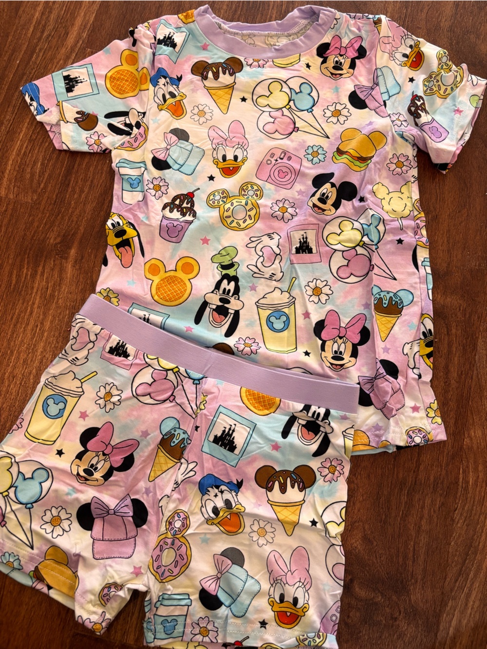 Kids Pink Cartoon Mickey Magic Kingdom Character Bamboo Pajama Set